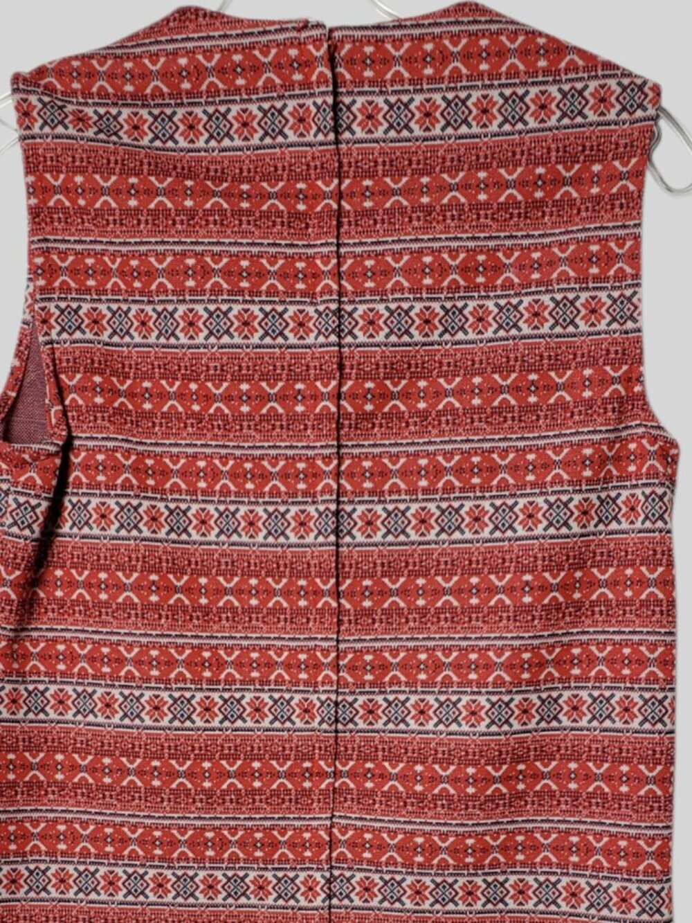 Nardis Of Dallas Vtg Red Sleeveless Shift Dress W/Geometric Pattern Small - Picture 4 of 9